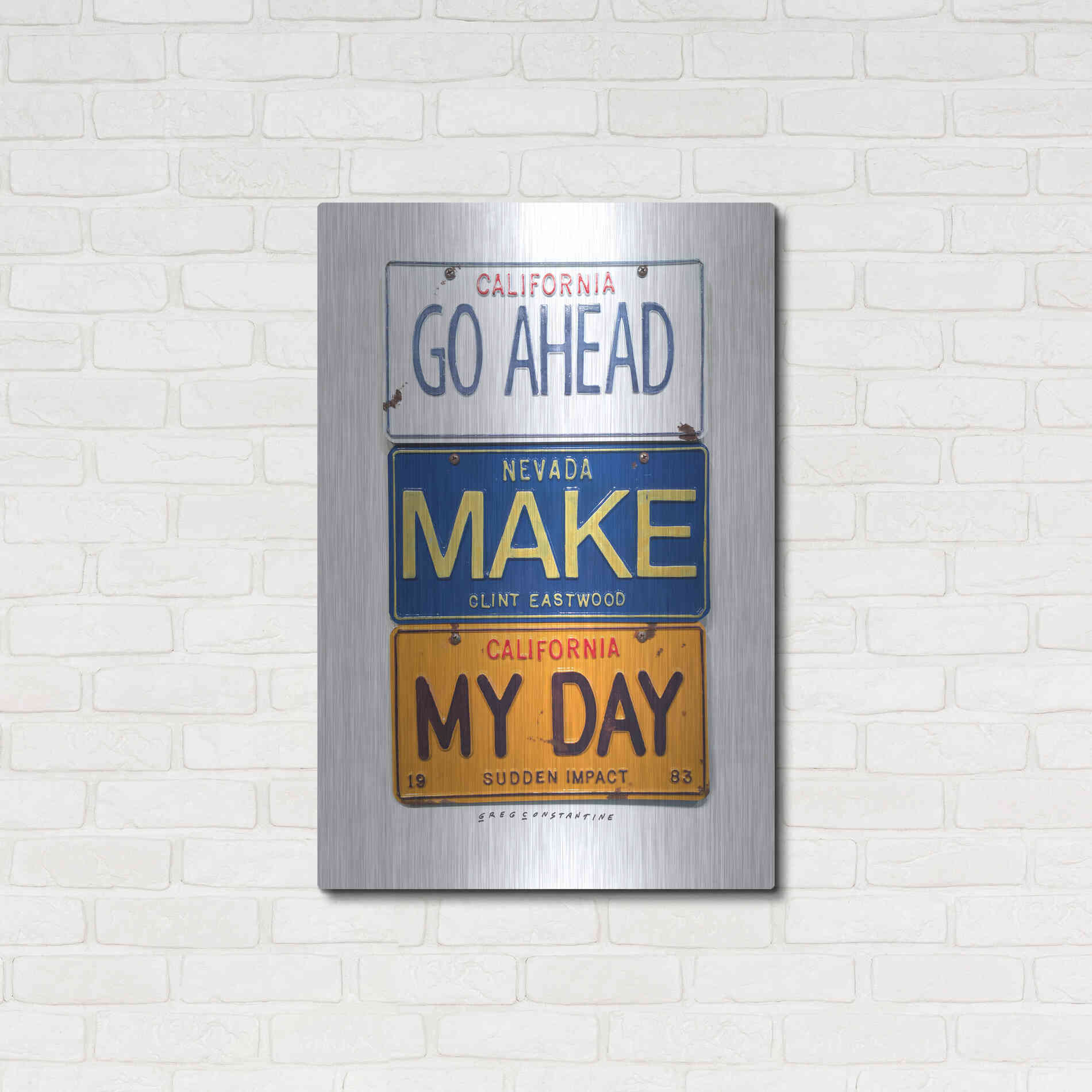 Luxe Metal Art 'Eastwood Make My Day' by Gregory Constantine, Metal Wall Art,24x36