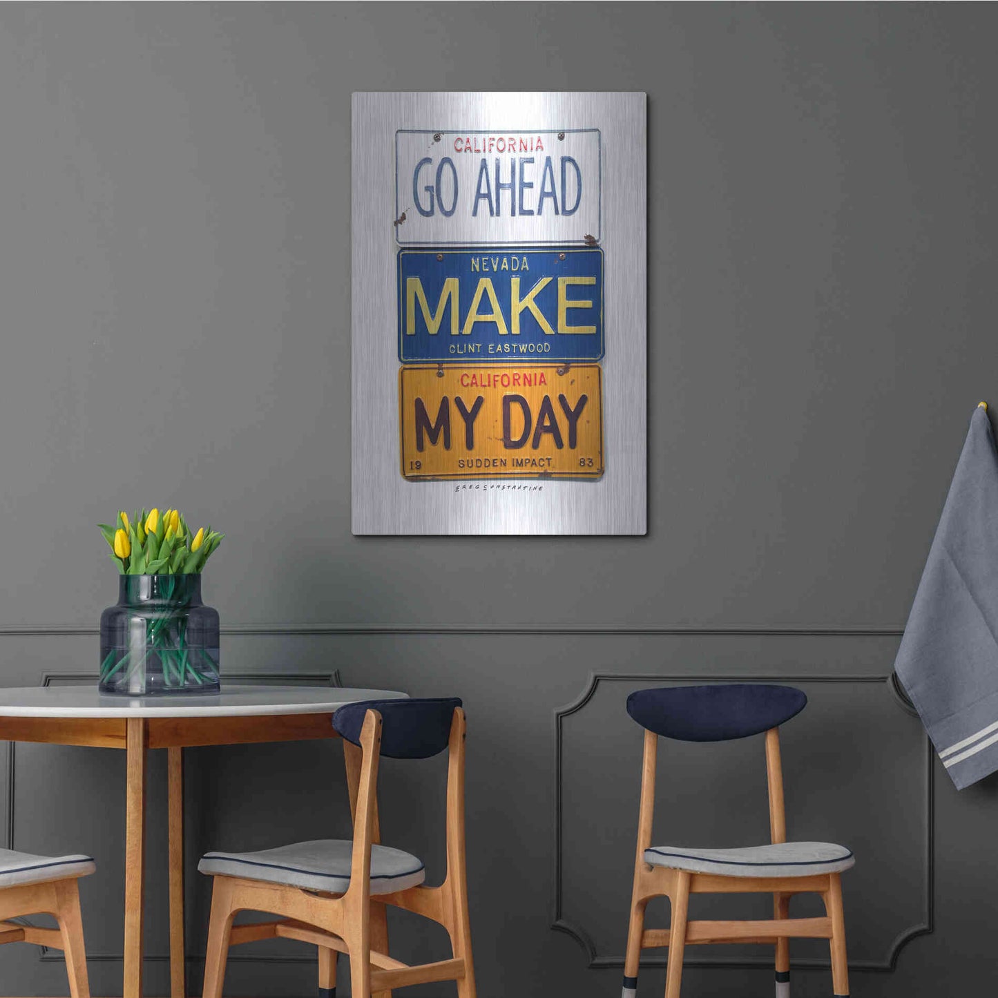 Luxe Metal Art 'Eastwood Make My Day' by Gregory Constantine, Metal Wall Art,24x36