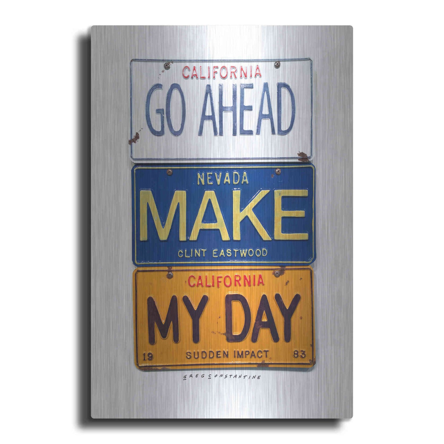 Luxe Metal Art 'Eastwood Make My Day' by Gregory Constantine, Metal Wall Art