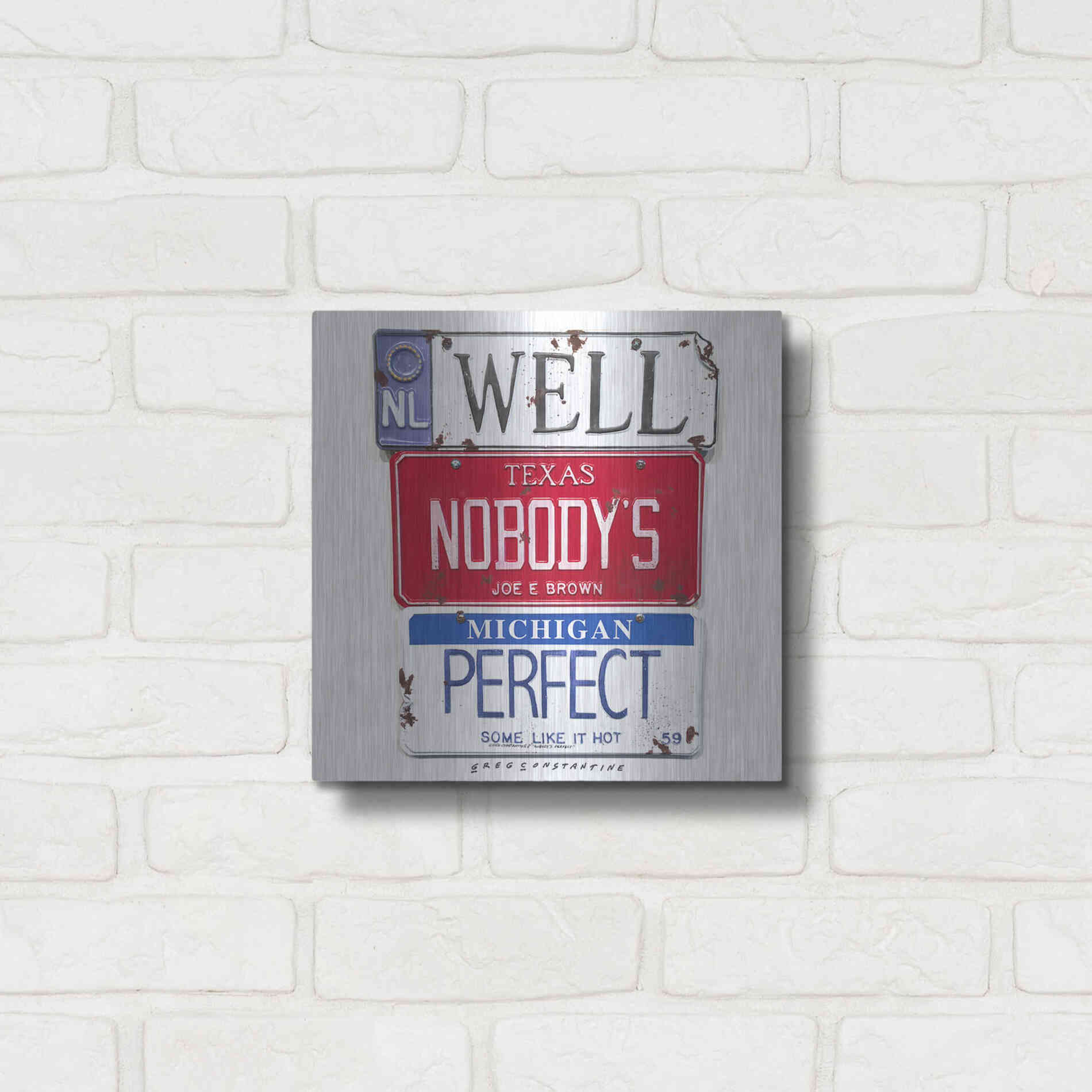 Luxe Metal Art 'Brown Nobody's Perfect' by Gregory Constantine, Metal Wall Art,12x12