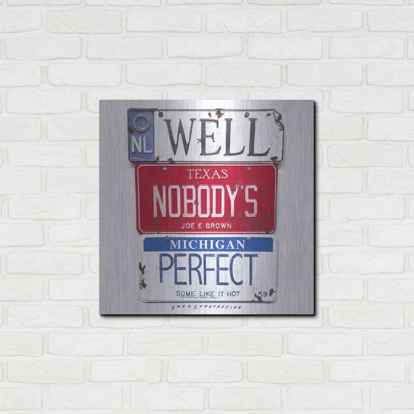 Luxe Metal Art 'Brown Nobody's Perfect' by Gregory Constantine, Metal Wall Art,24x24