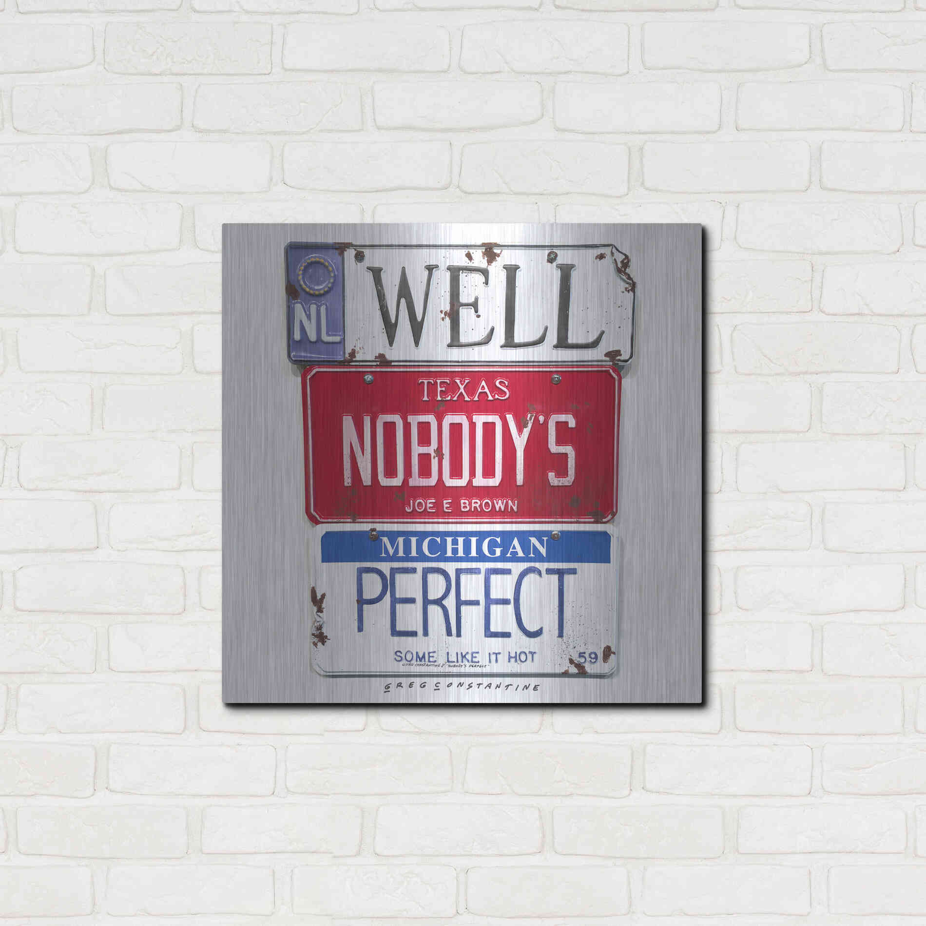 Luxe Metal Art 'Brown Nobody's Perfect' by Gregory Constantine, Metal Wall Art,24x24