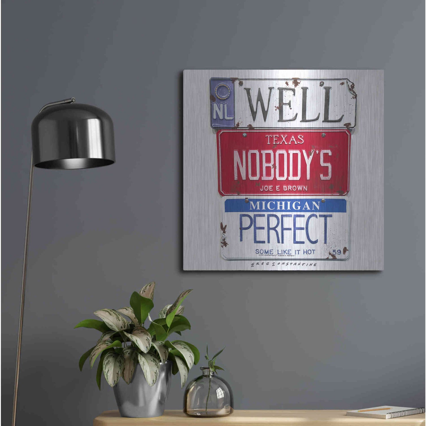 Luxe Metal Art 'Brown Nobody's Perfect' by Gregory Constantine, Metal Wall Art,24x24