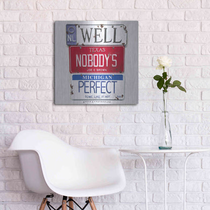 Luxe Metal Art 'Brown Nobody's Perfect' by Gregory Constantine, Metal Wall Art,24x24