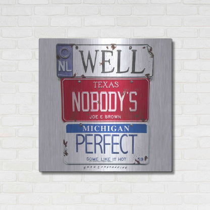 Luxe Metal Art 'Brown Nobody's Perfect' by Gregory Constantine, Metal Wall Art,36x36