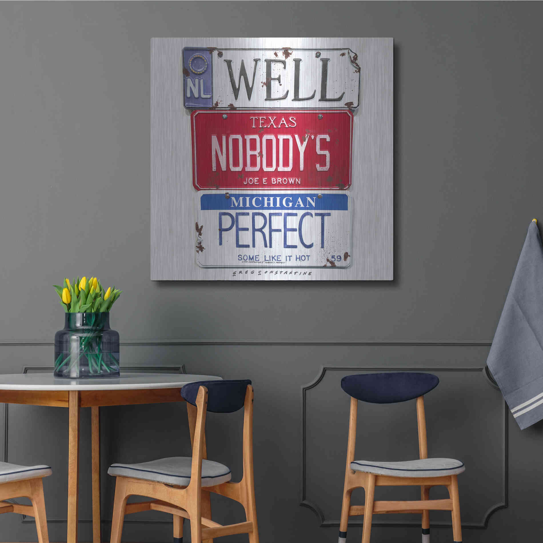 Luxe Metal Art 'Brown Nobody's Perfect' by Gregory Constantine, Metal Wall Art,36x36