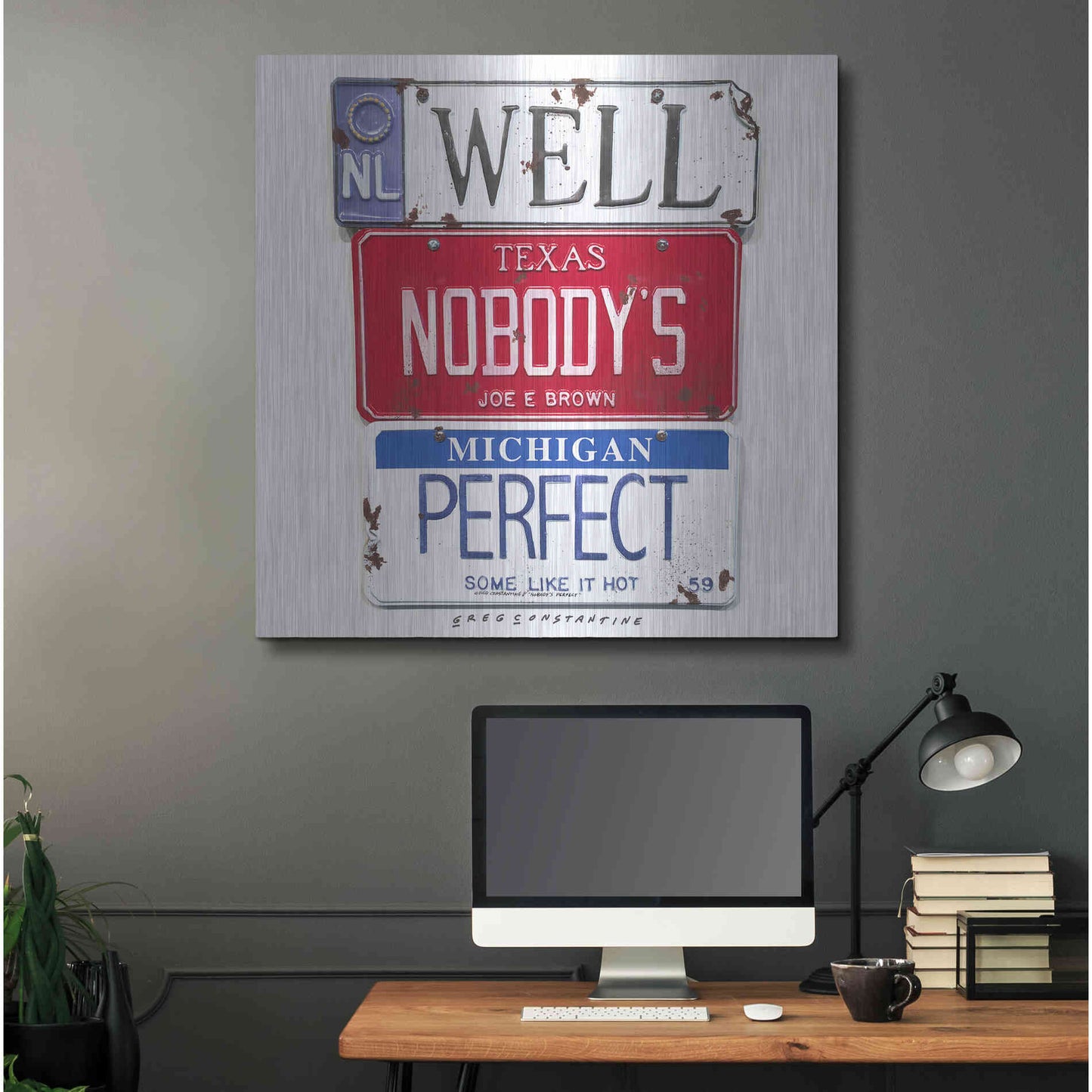 Luxe Metal Art 'Brown Nobody's Perfect' by Gregory Constantine, Metal Wall Art,36x36