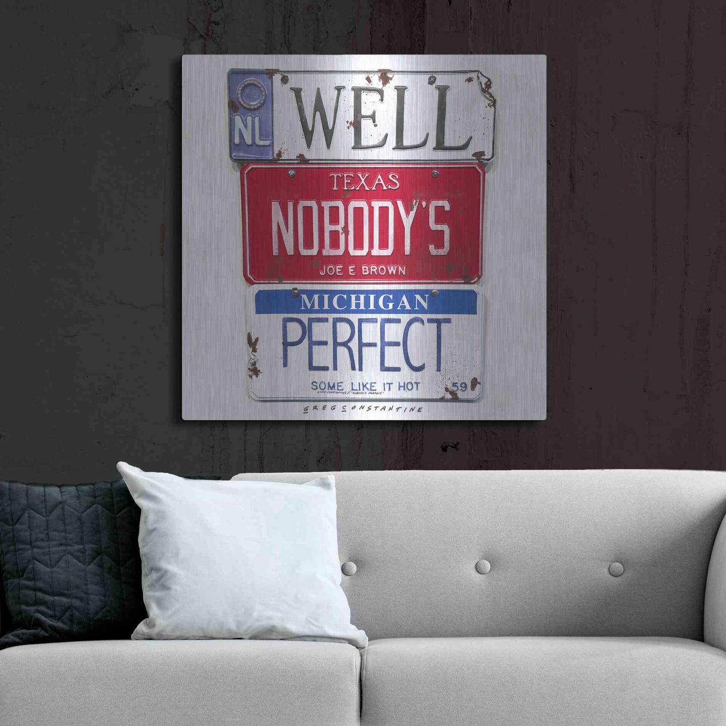 Luxe Metal Art 'Brown Nobody's Perfect' by Gregory Constantine, Metal Wall Art,36x36