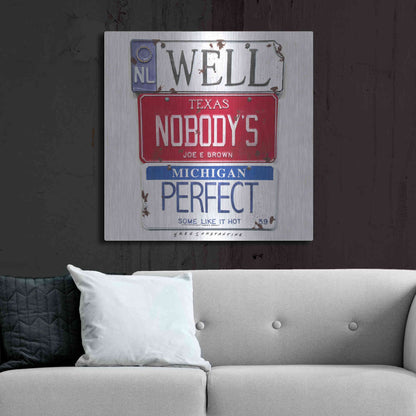 Luxe Metal Art 'Brown Nobody's Perfect' by Gregory Constantine, Metal Wall Art,36x36