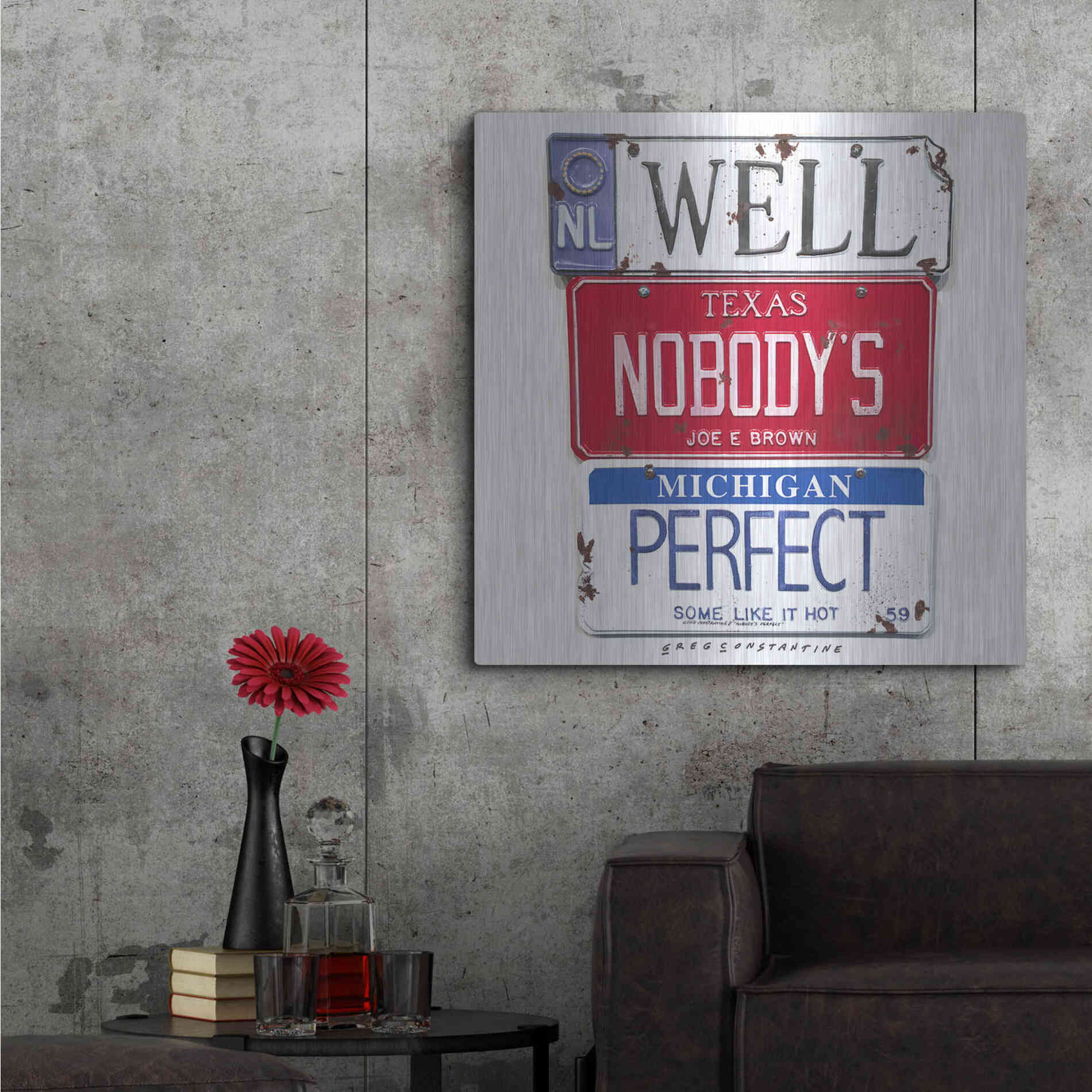 Luxe Metal Art 'Brown Nobody's Perfect' by Gregory Constantine, Metal Wall Art,36x36