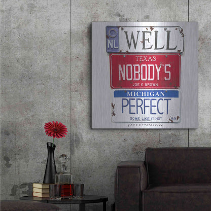 Luxe Metal Art 'Brown Nobody's Perfect' by Gregory Constantine, Metal Wall Art,36x36