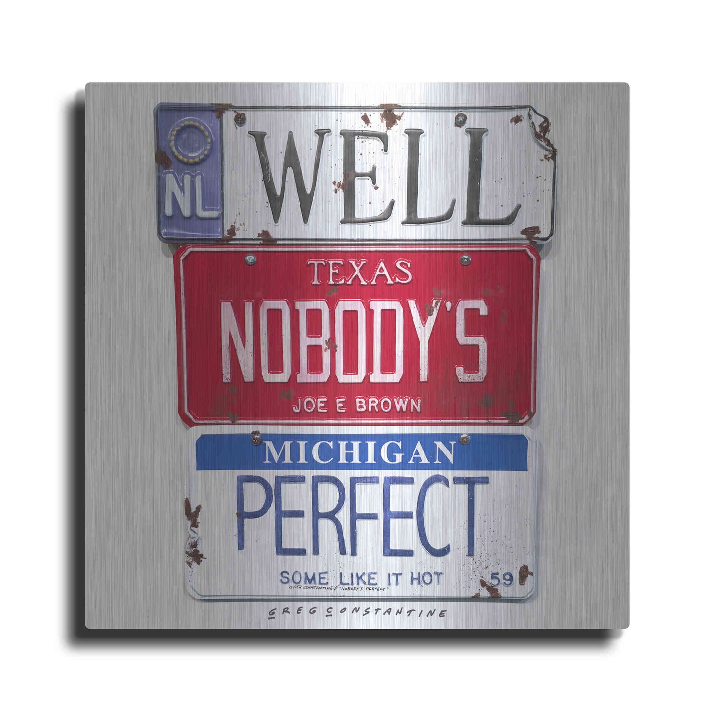 Luxe Metal Art 'Brown Nobody's Perfect' by Gregory Constantine, Metal Wall Art