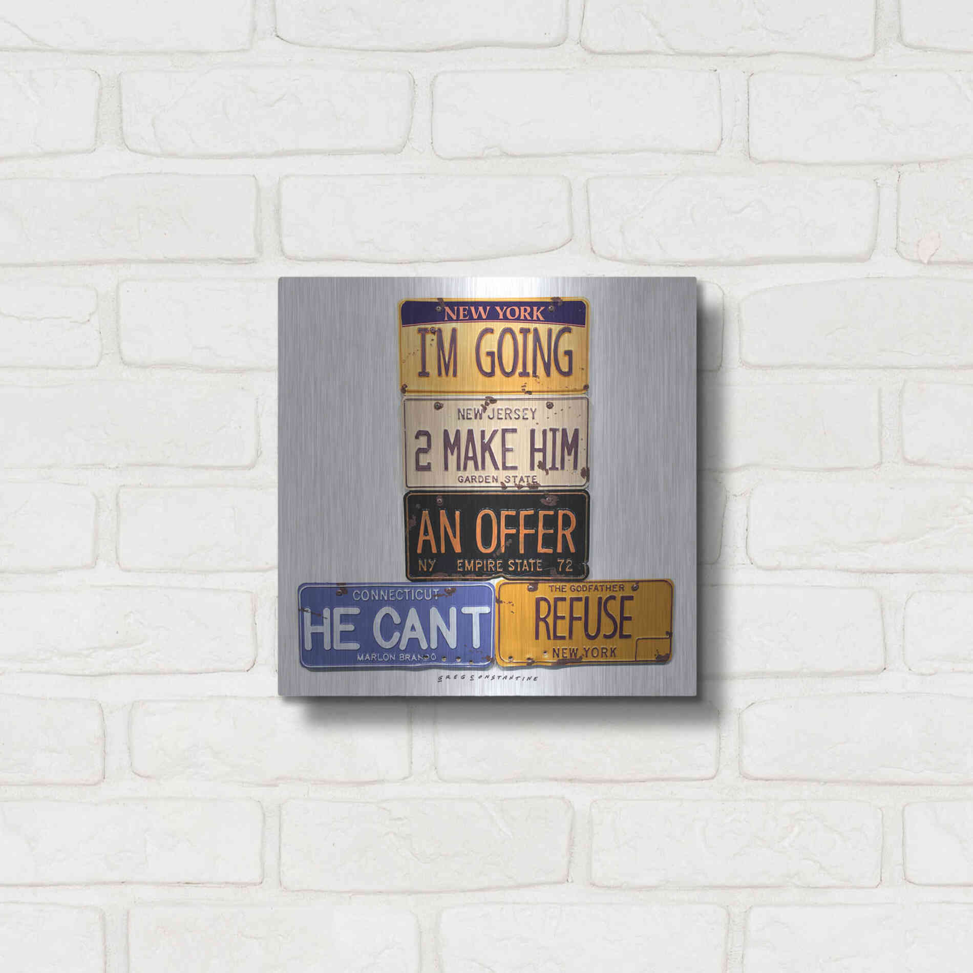 Luxe Metal Art 'Brando Offer Can't Refuse' by Gregory Constantine, Metal Wall Art,12x12