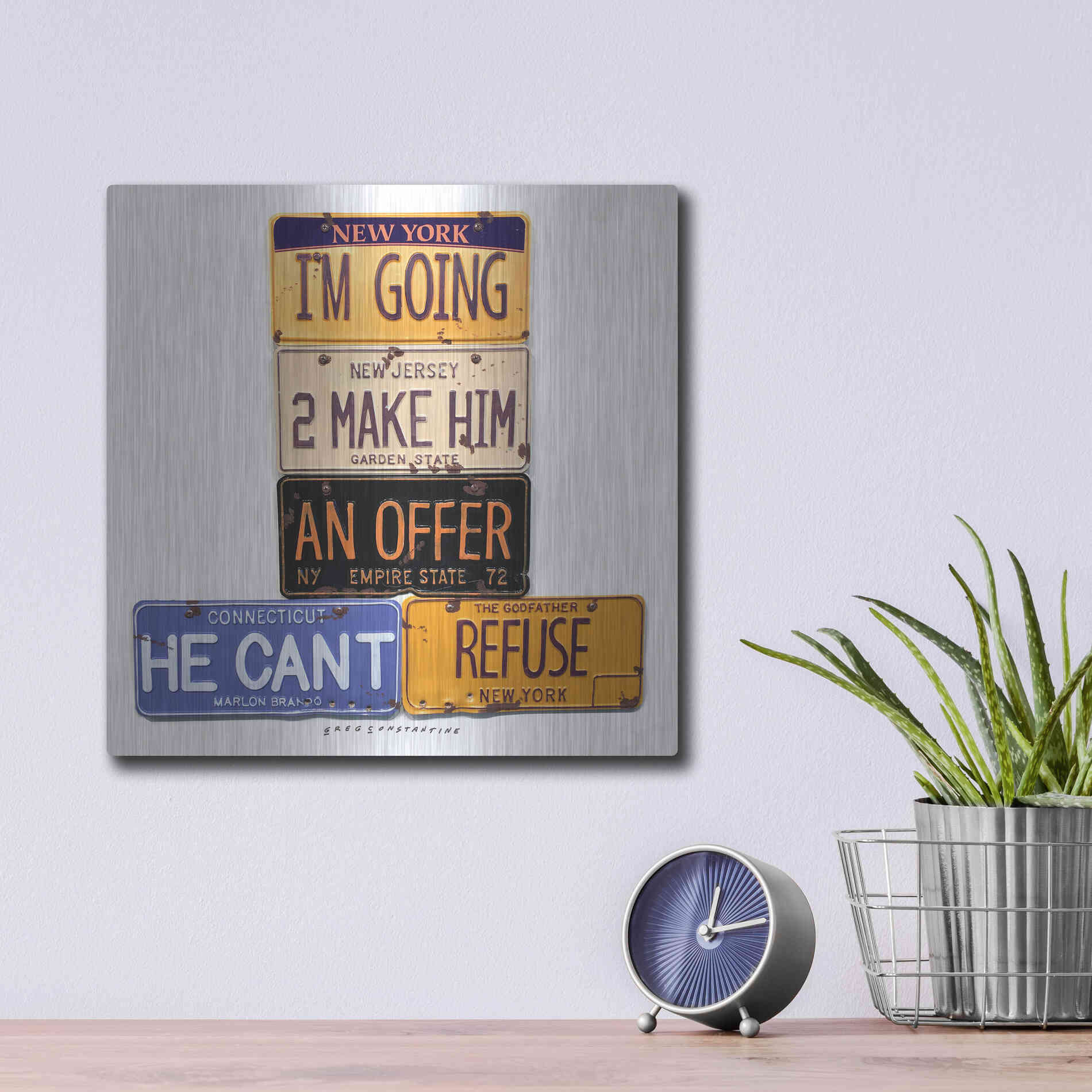 Luxe Metal Art 'Brando Offer Can't Refuse' by Gregory Constantine, Metal Wall Art,12x12