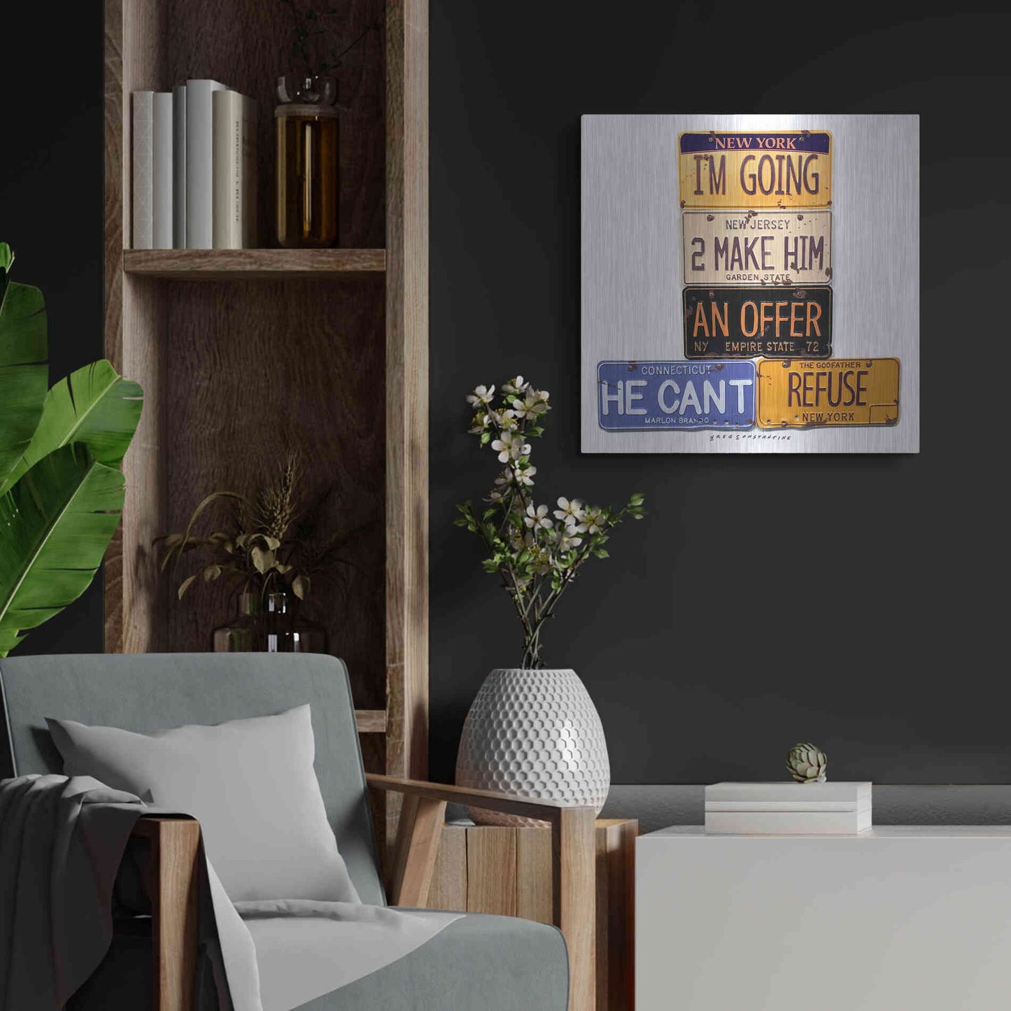 Luxe Metal Art 'Brando Offer Can't Refuse' by Gregory Constantine, Metal Wall Art,24x24