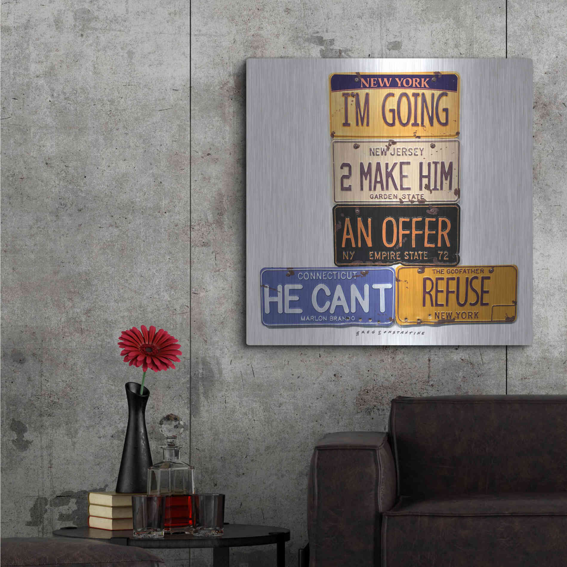 Luxe Metal Art 'Brando Offer Can't Refuse' by Gregory Constantine, Metal Wall Art,36x36