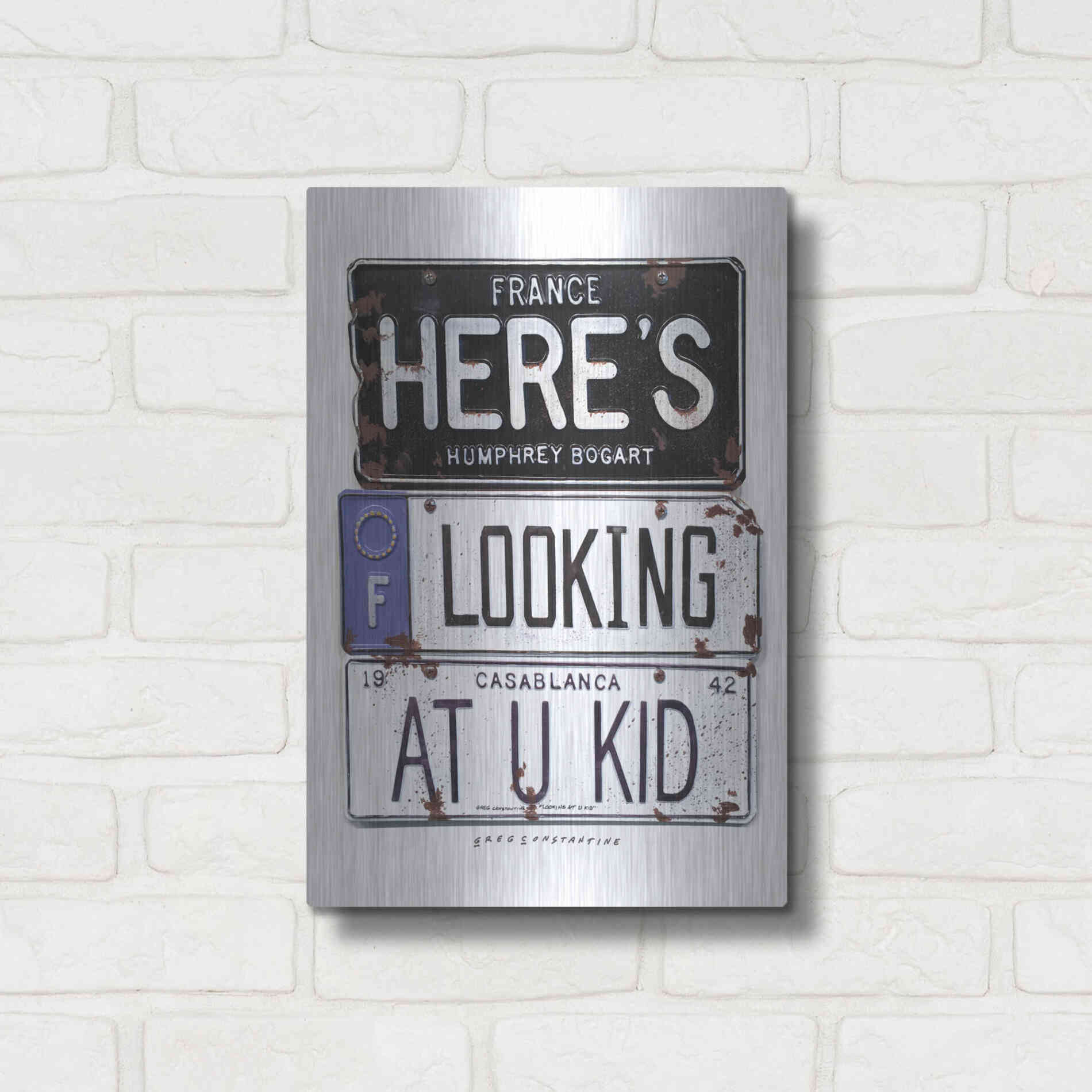Luxe Metal Art 'Bogart U Kid' by Gregory Constantine, Metal Wall Art,12x16