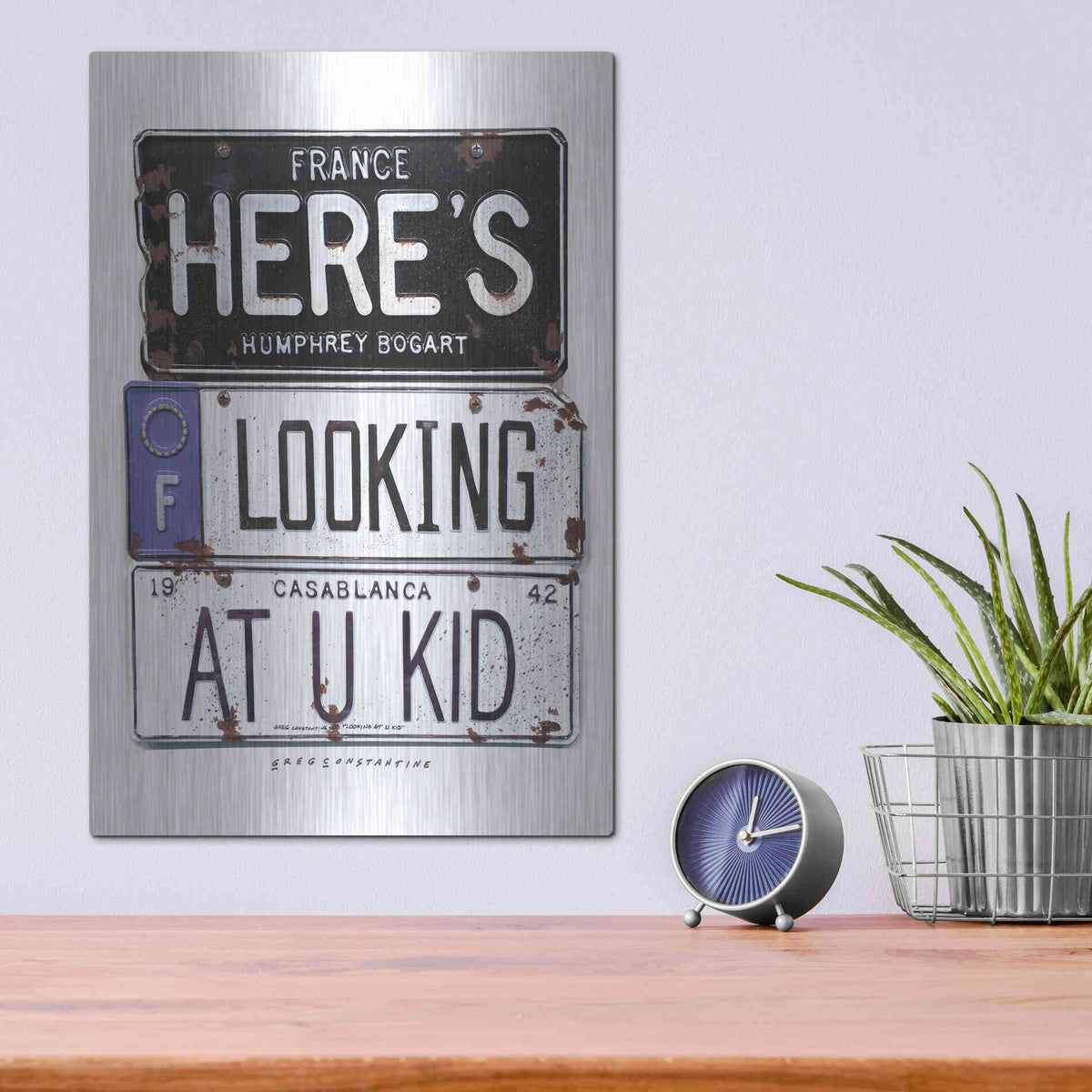 Luxe Metal Art 'Bogart U Kid' by Gregory Constantine, Metal Wall Art,12x16