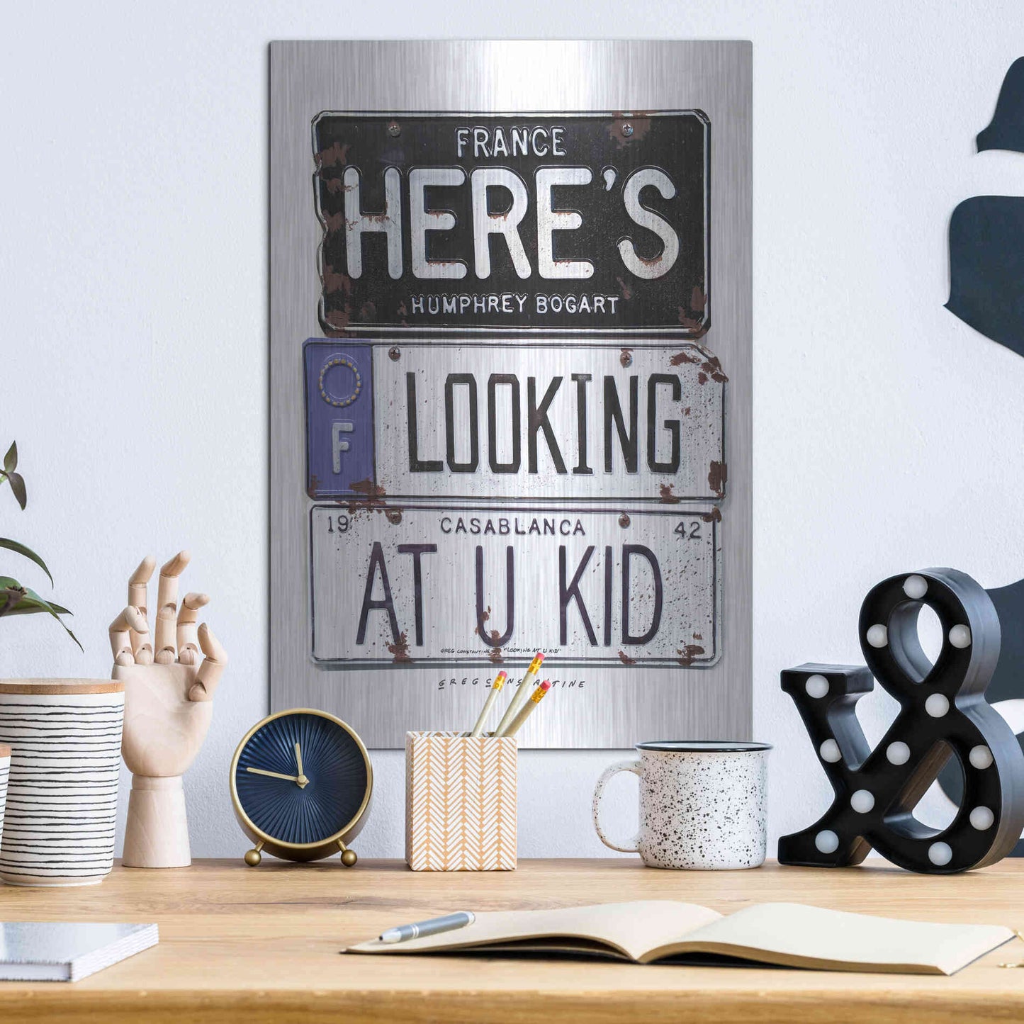 Luxe Metal Art 'Bogart U Kid' by Gregory Constantine, Metal Wall Art,12x16