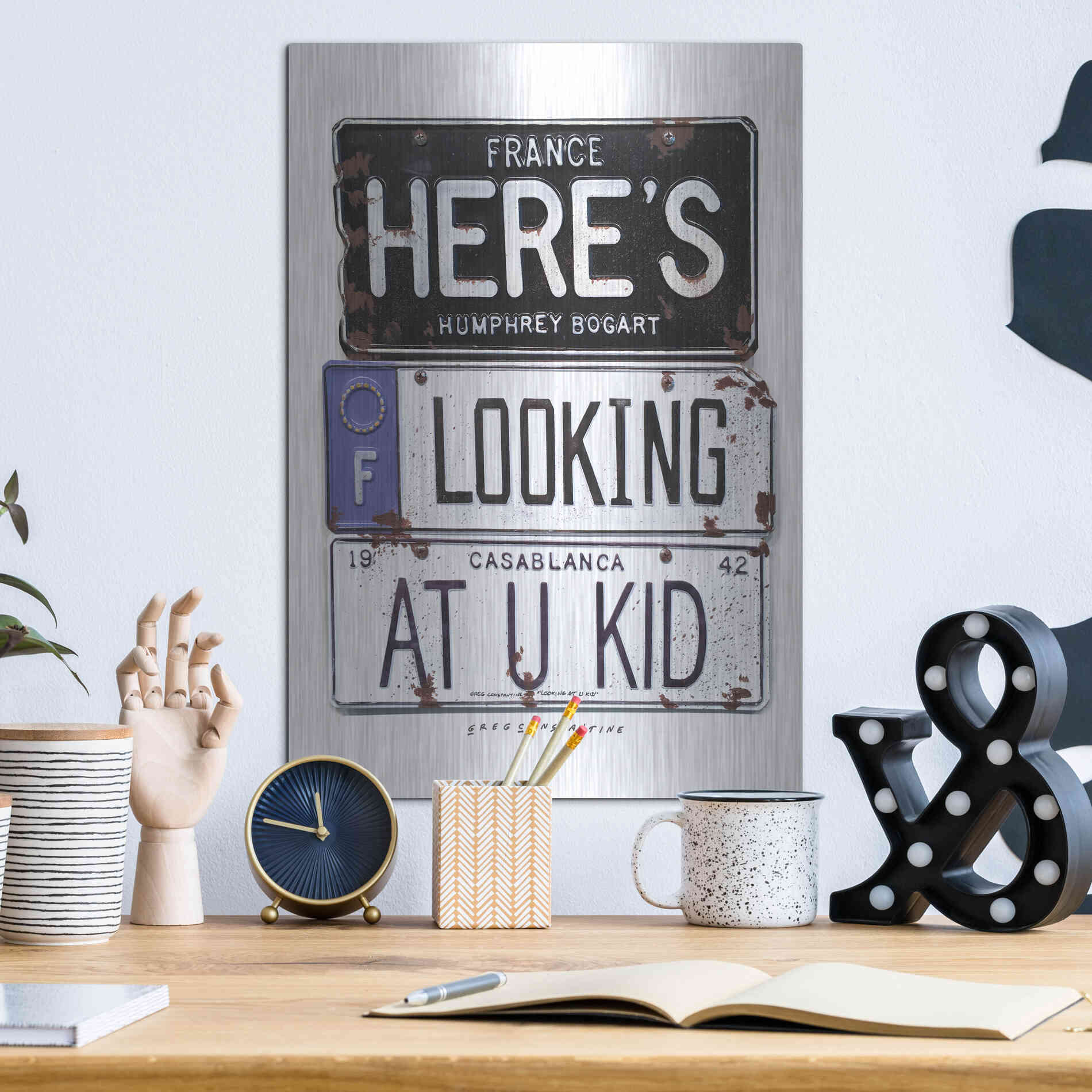 Luxe Metal Art 'Bogart U Kid' by Gregory Constantine, Metal Wall Art,12x16