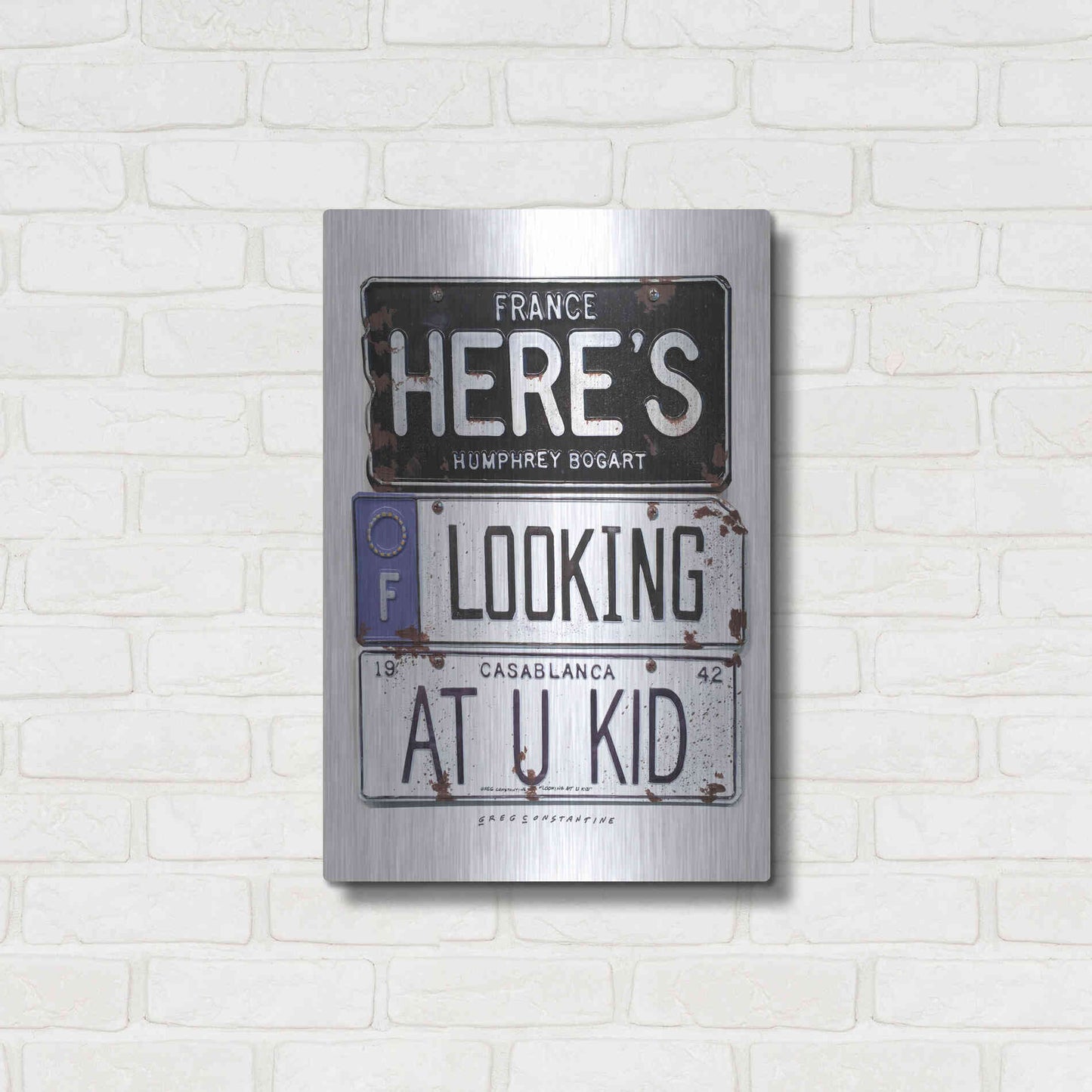 Luxe Metal Art 'Bogart U Kid' by Gregory Constantine, Metal Wall Art,16x24