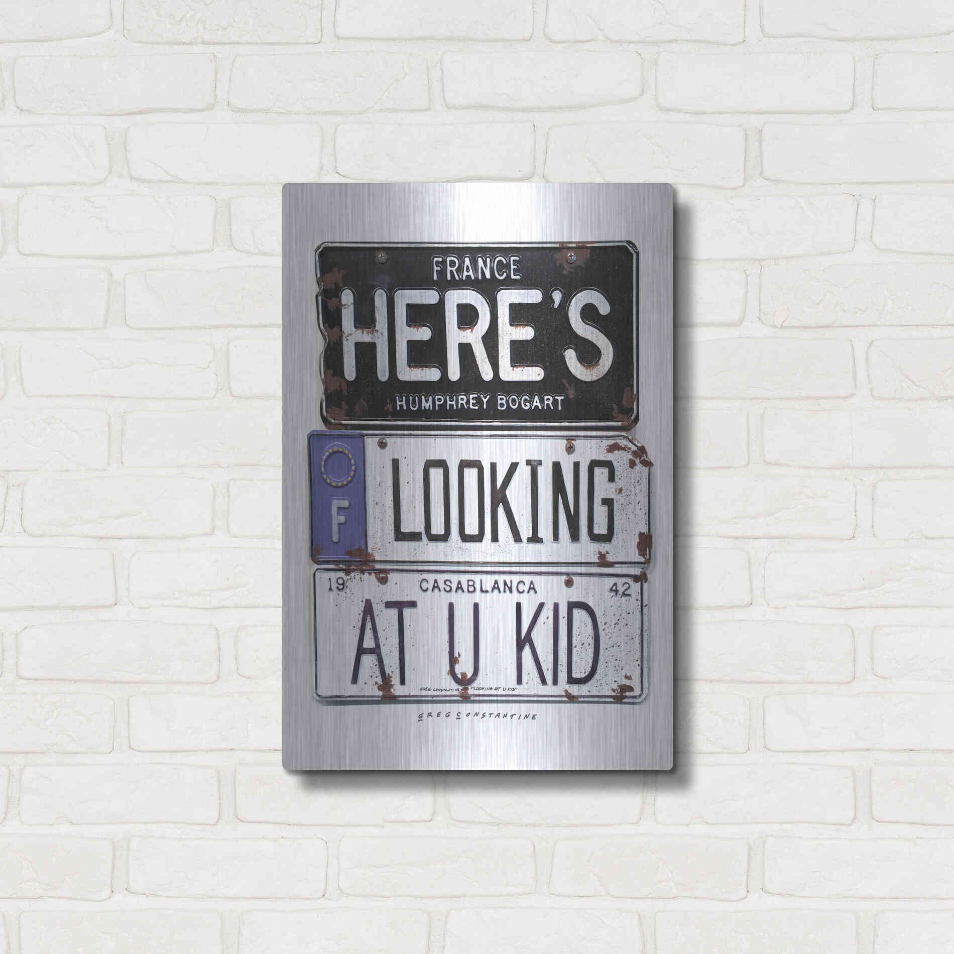 Luxe Metal Art 'Bogart U Kid' by Gregory Constantine, Metal Wall Art,16x24