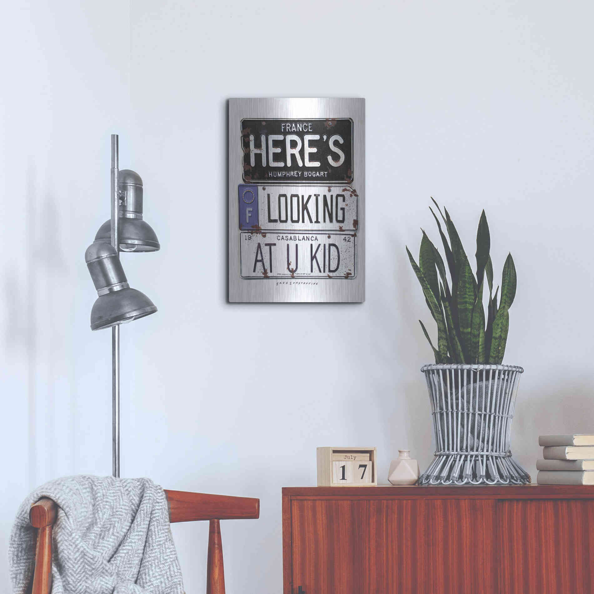 Luxe Metal Art 'Bogart U Kid' by Gregory Constantine, Metal Wall Art,16x24