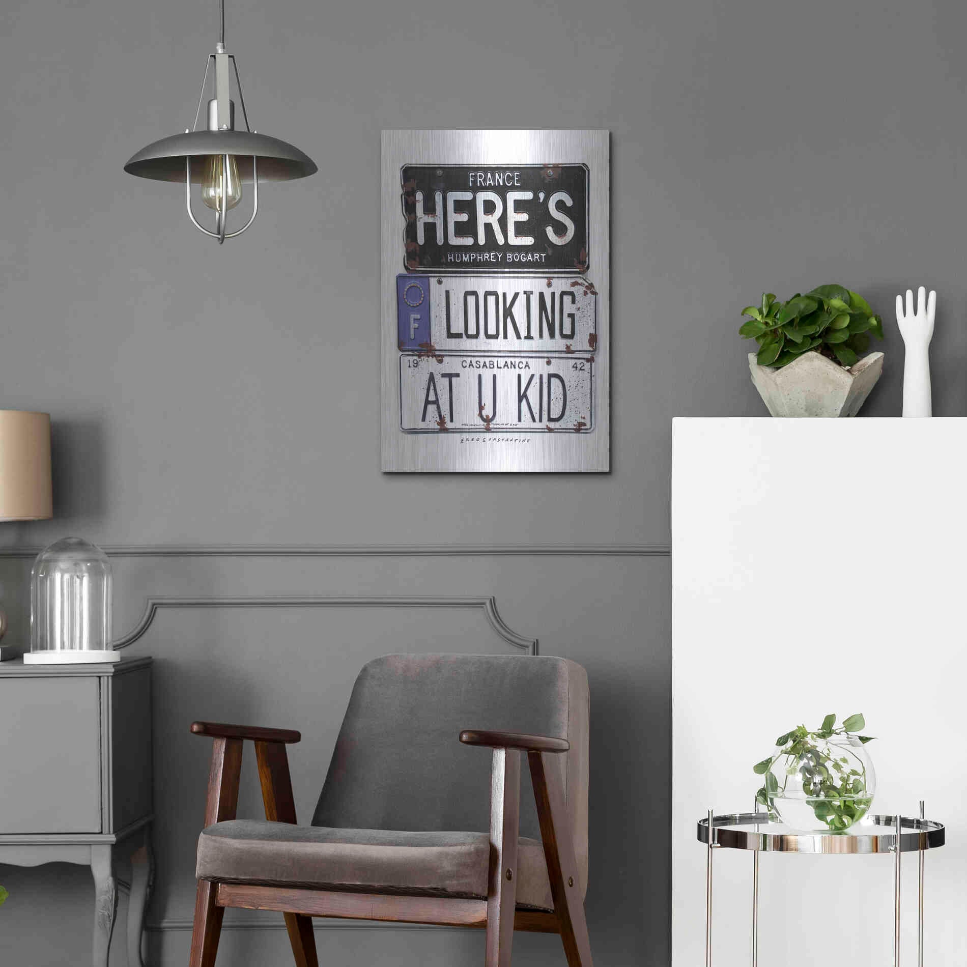 Luxe Metal Art 'Bogart U Kid' by Gregory Constantine, Metal Wall Art,16x24