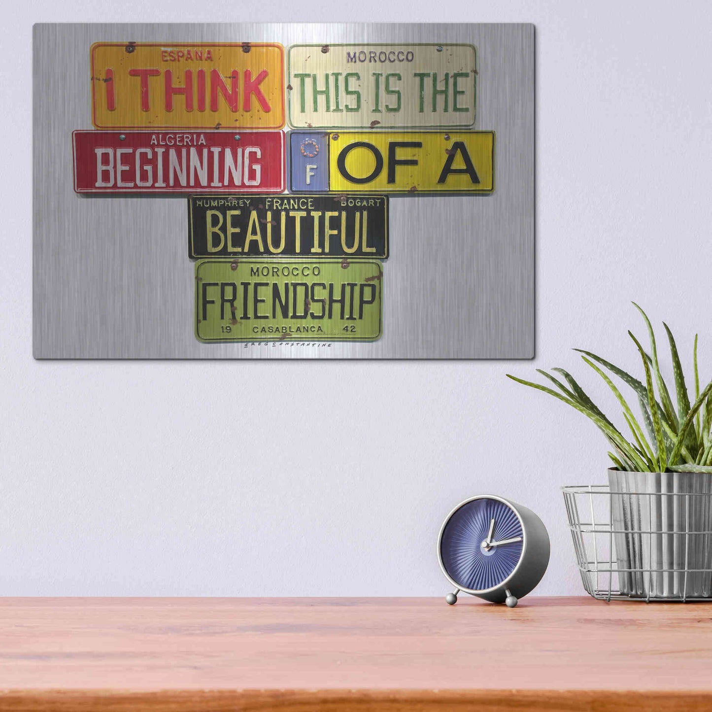 Luxe Metal Art 'Bogart Beautiful Friendship' by Gregory Constantine, Metal Wall Art,16x12