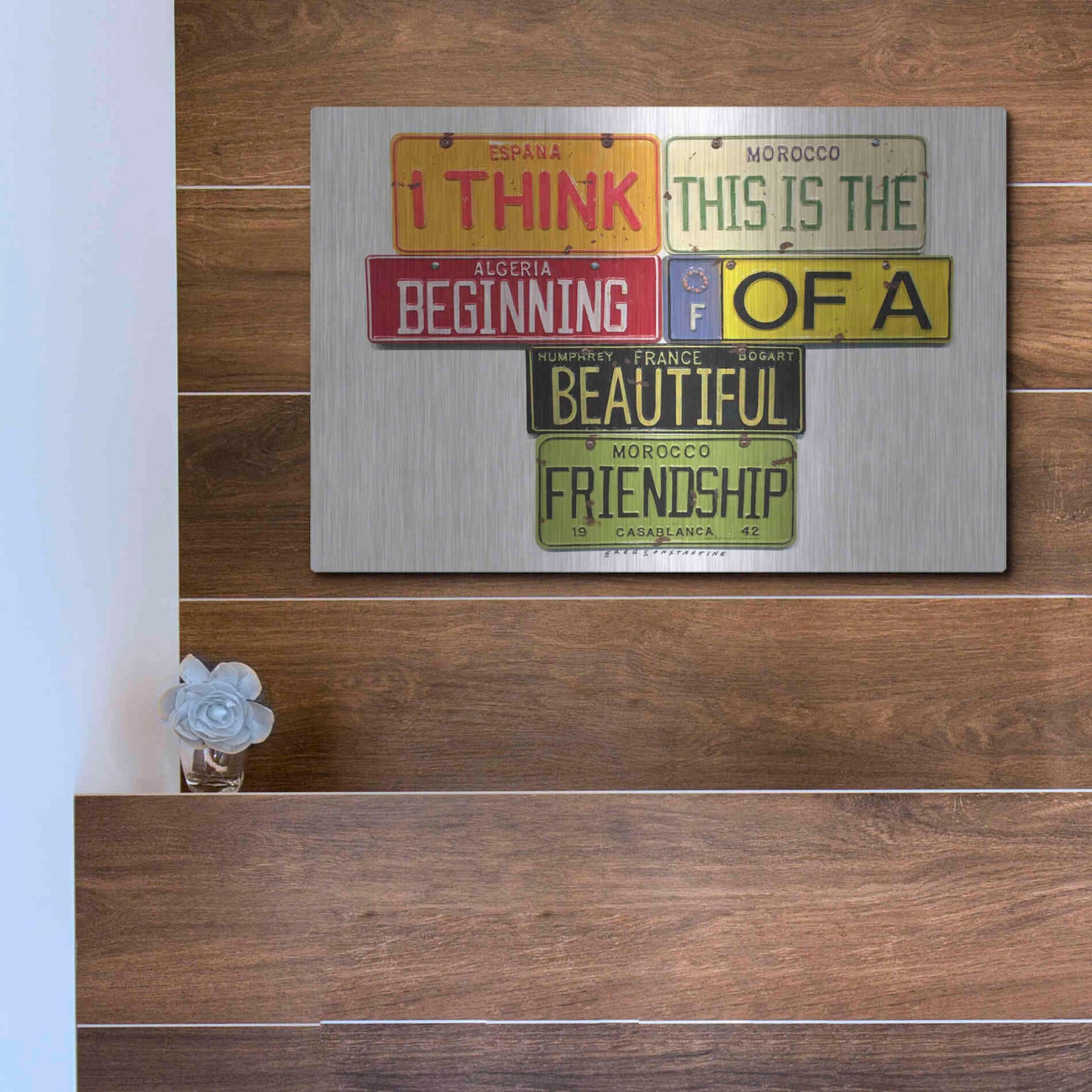 Luxe Metal Art 'Bogart Beautiful Friendship' by Gregory Constantine, Metal Wall Art,16x12