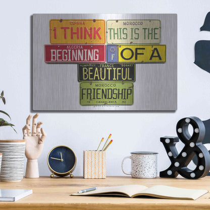 Luxe Metal Art 'Bogart Beautiful Friendship' by Gregory Constantine, Metal Wall Art,16x12