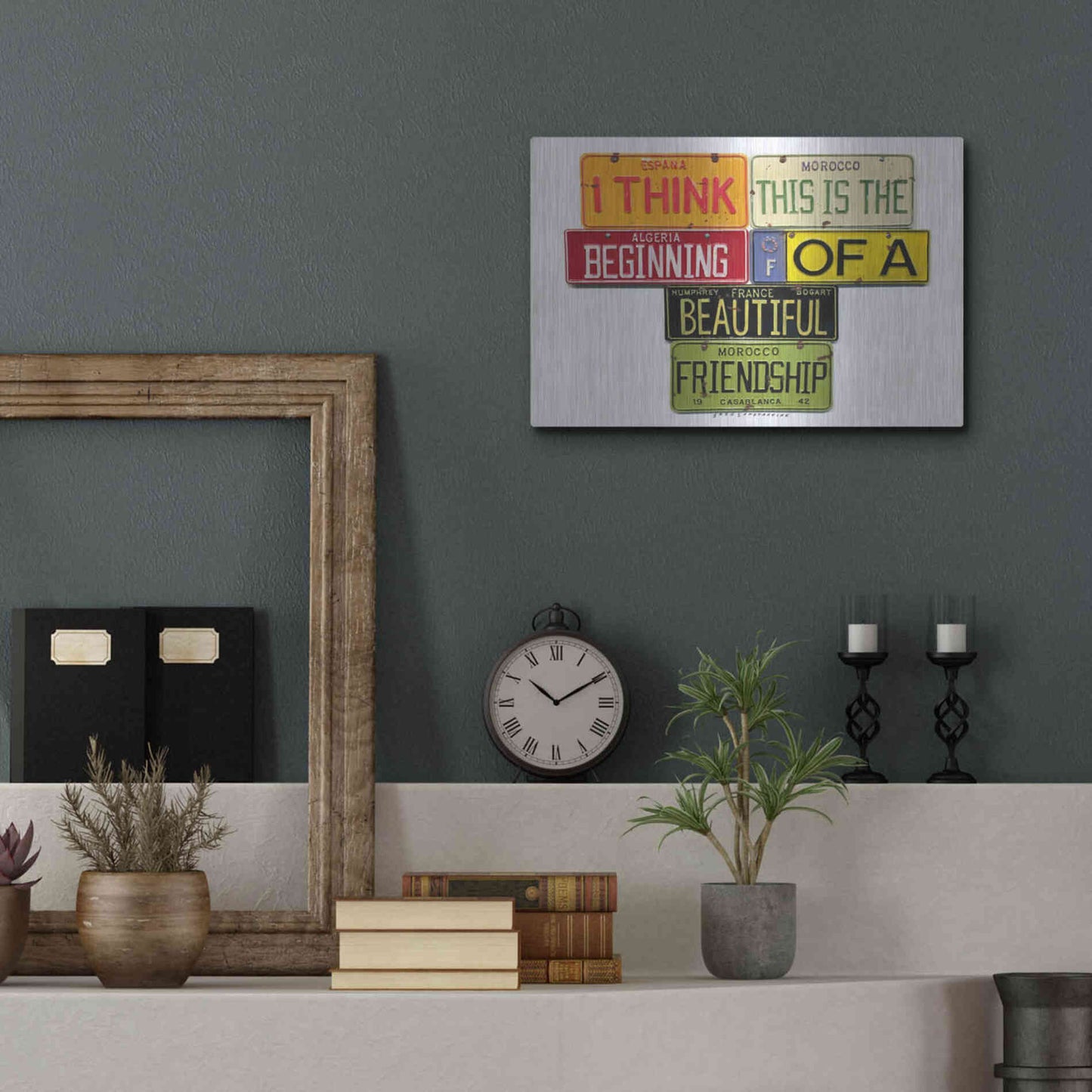 Luxe Metal Art 'Bogart Beautiful Friendship' by Gregory Constantine, Metal Wall Art,16x12