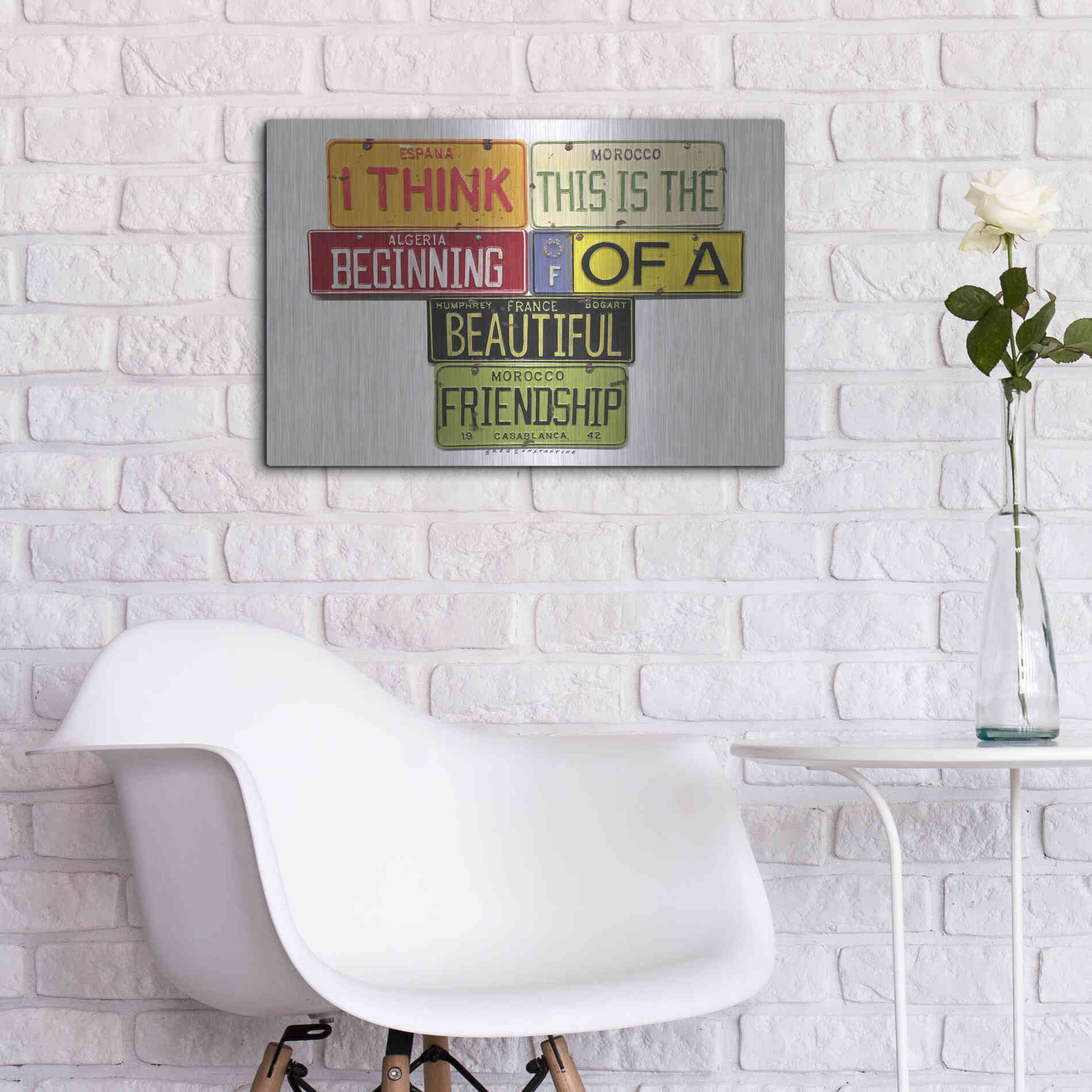 Luxe Metal Art 'Bogart Beautiful Friendship' by Gregory Constantine, Metal Wall Art,24x16