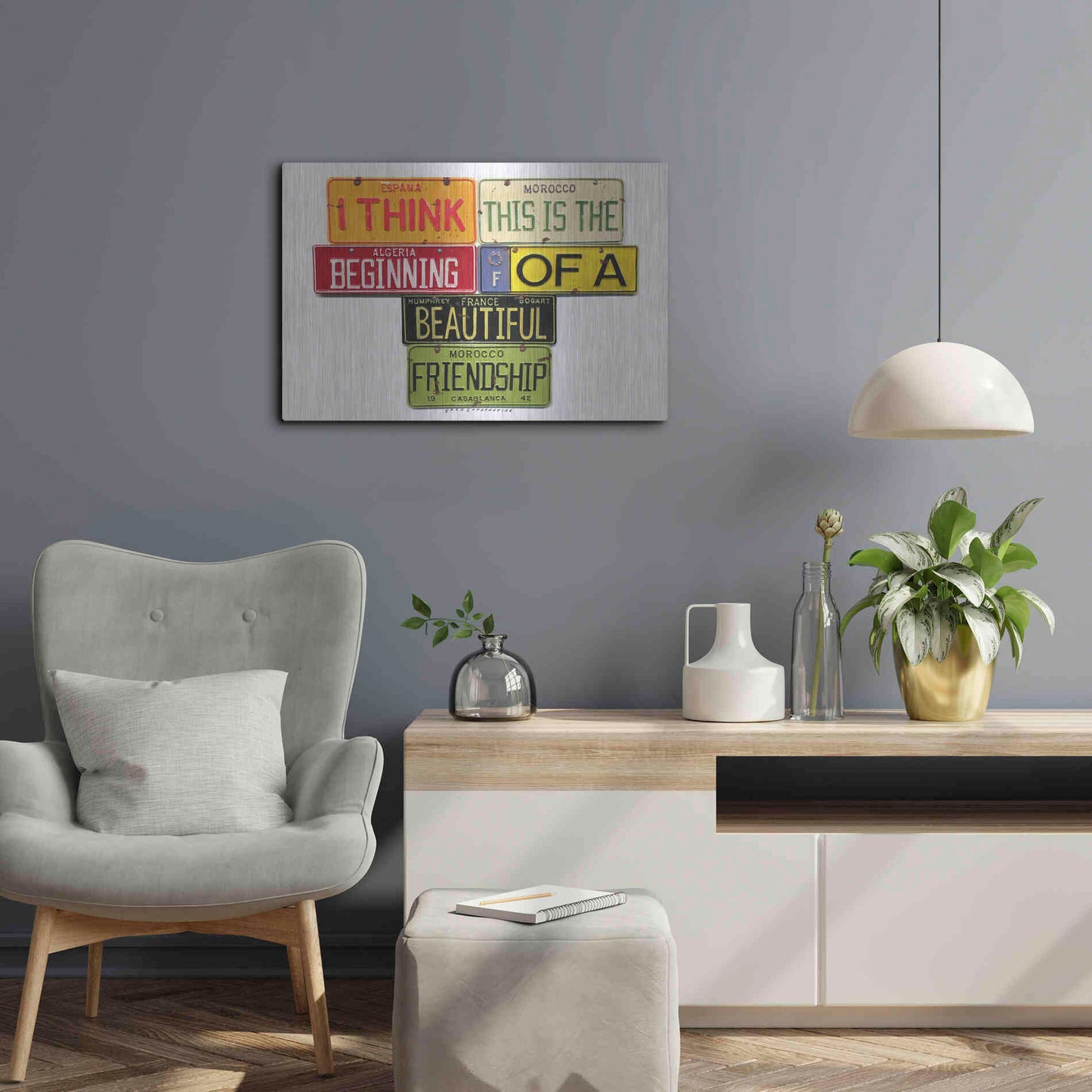 Luxe Metal Art 'Bogart Beautiful Friendship' by Gregory Constantine, Metal Wall Art,24x16