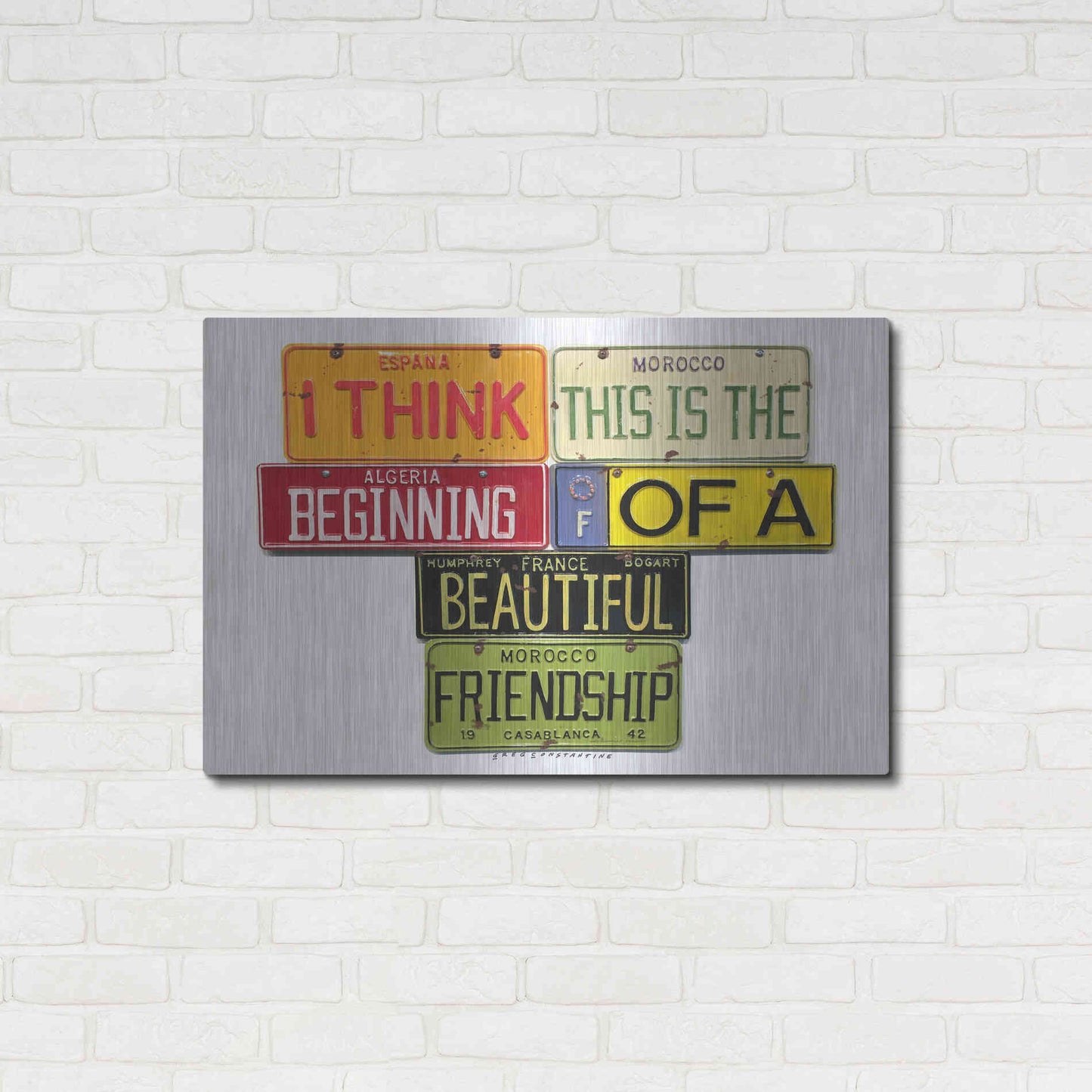 Luxe Metal Art 'Bogart Beautiful Friendship' by Gregory Constantine, Metal Wall Art,36x24