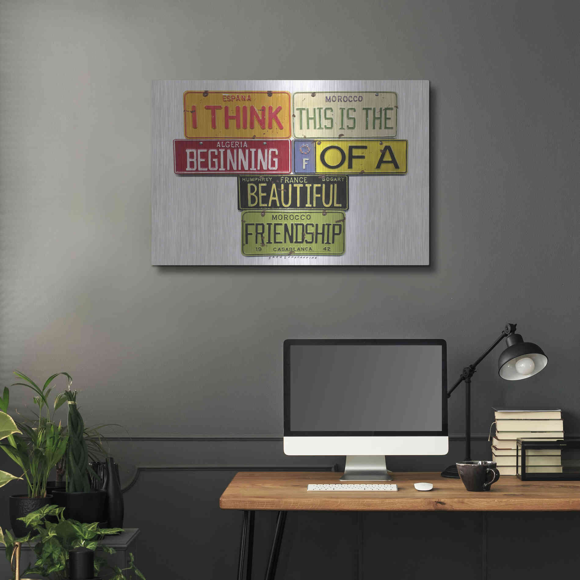 Luxe Metal Art 'Bogart Beautiful Friendship' by Gregory Constantine, Metal Wall Art,36x24