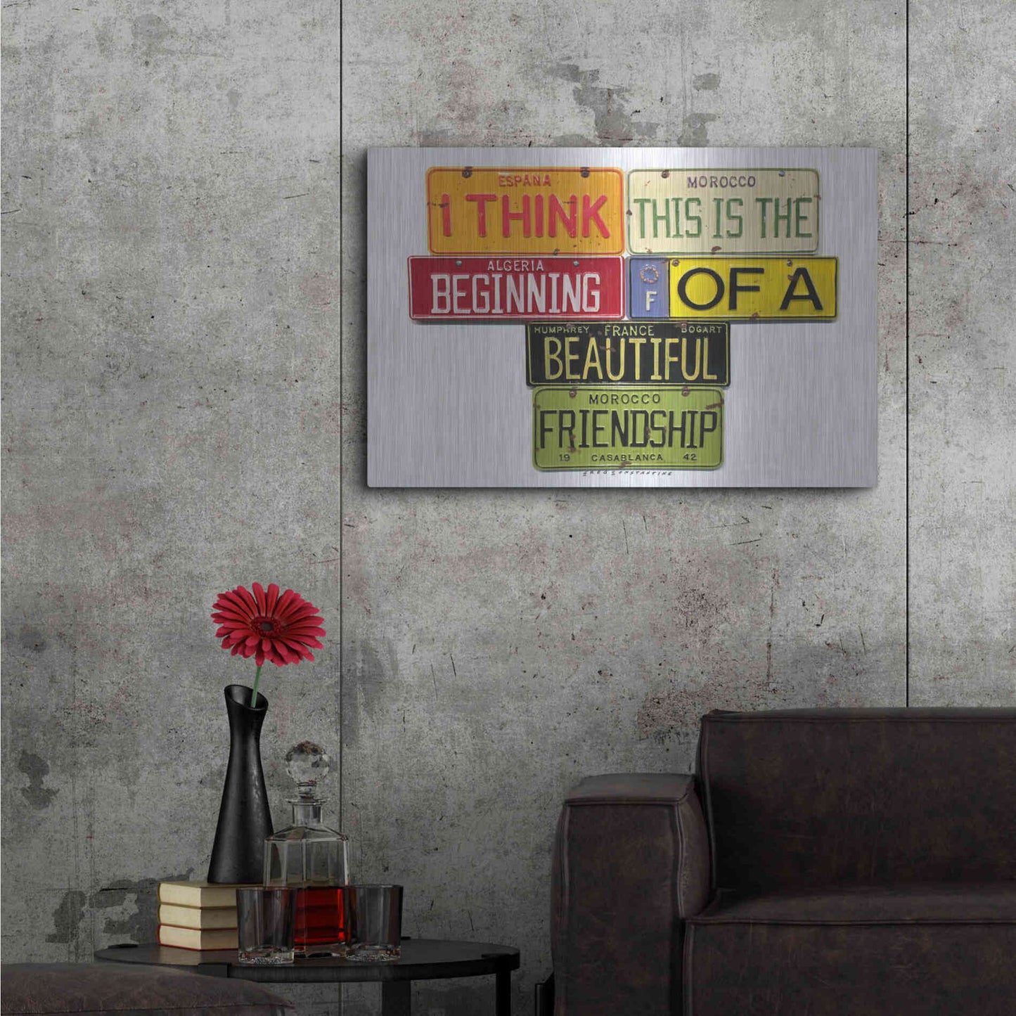 Luxe Metal Art 'Bogart Beautiful Friendship' by Gregory Constantine, Metal Wall Art,36x24