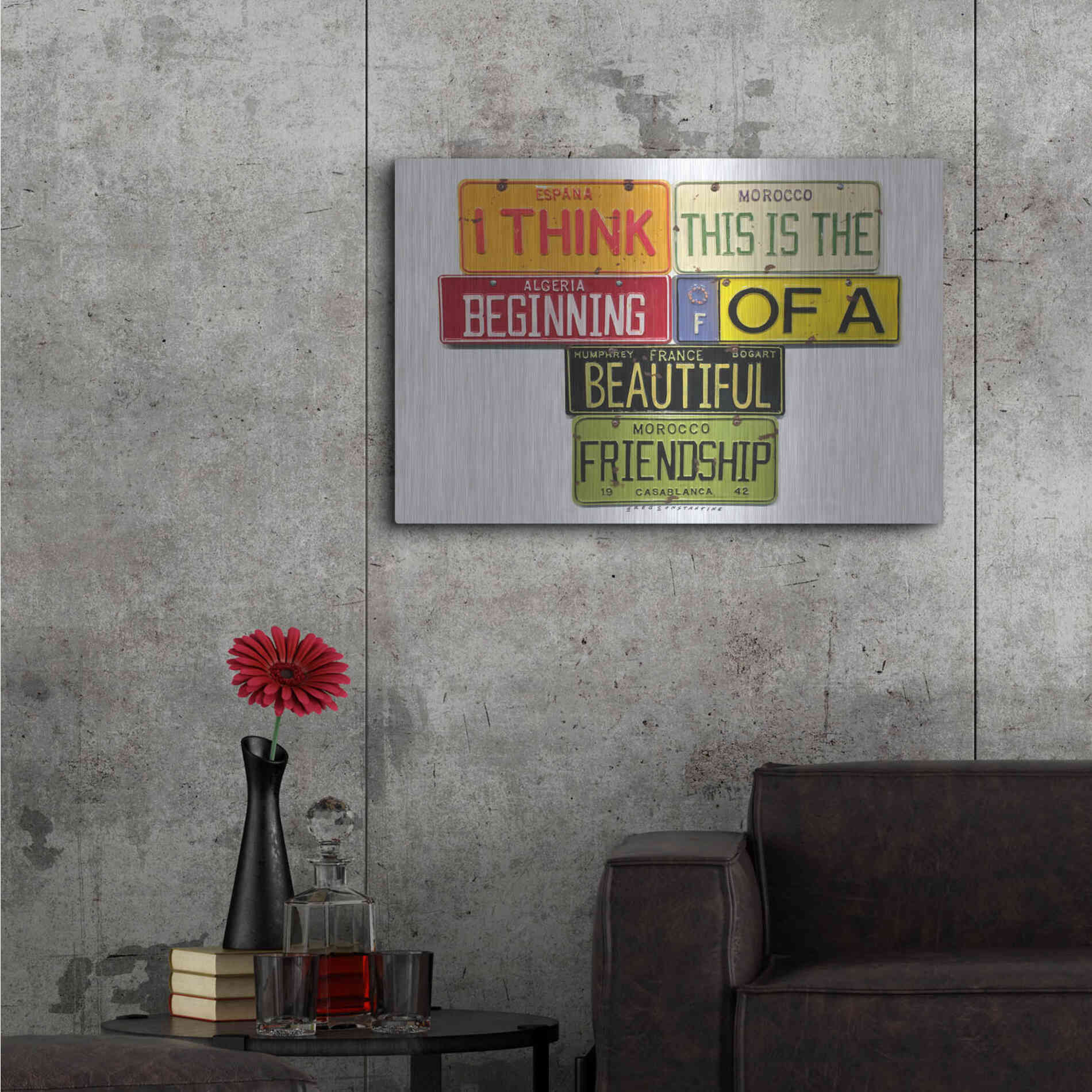 Luxe Metal Art 'Bogart Beautiful Friendship' by Gregory Constantine, Metal Wall Art,36x24