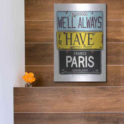 Luxe Metal Art 'Bogart Always Have Paris' by Gregory Constantine, Metal Wall Art,12x16