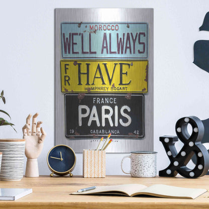 Luxe Metal Art 'Bogart Always Have Paris' by Gregory Constantine, Metal Wall Art,12x16
