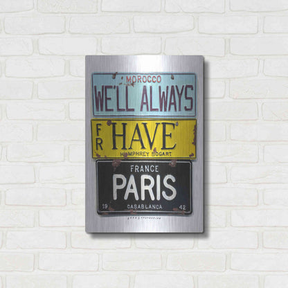 Luxe Metal Art 'Bogart Always Have Paris' by Gregory Constantine, Metal Wall Art,16x24