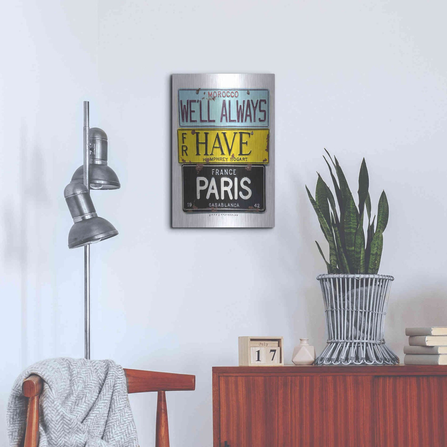 Luxe Metal Art 'Bogart Always Have Paris' by Gregory Constantine, Metal Wall Art,16x24