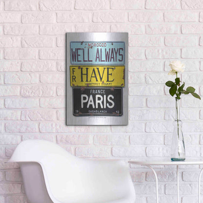 Luxe Metal Art 'Bogart Always Have Paris' by Gregory Constantine, Metal Wall Art,16x24
