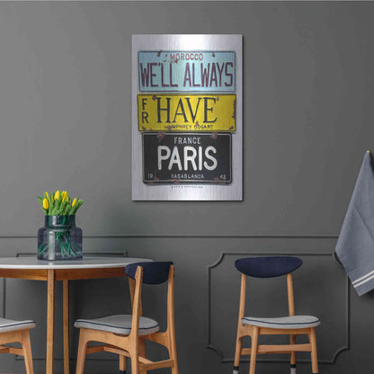 Luxe Metal Art 'Bogart Always Have Paris' by Gregory Constantine, Metal Wall Art,24x36