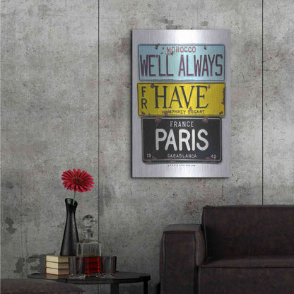 Luxe Metal Art 'Bogart Always Have Paris' by Gregory Constantine, Metal Wall Art,24x36