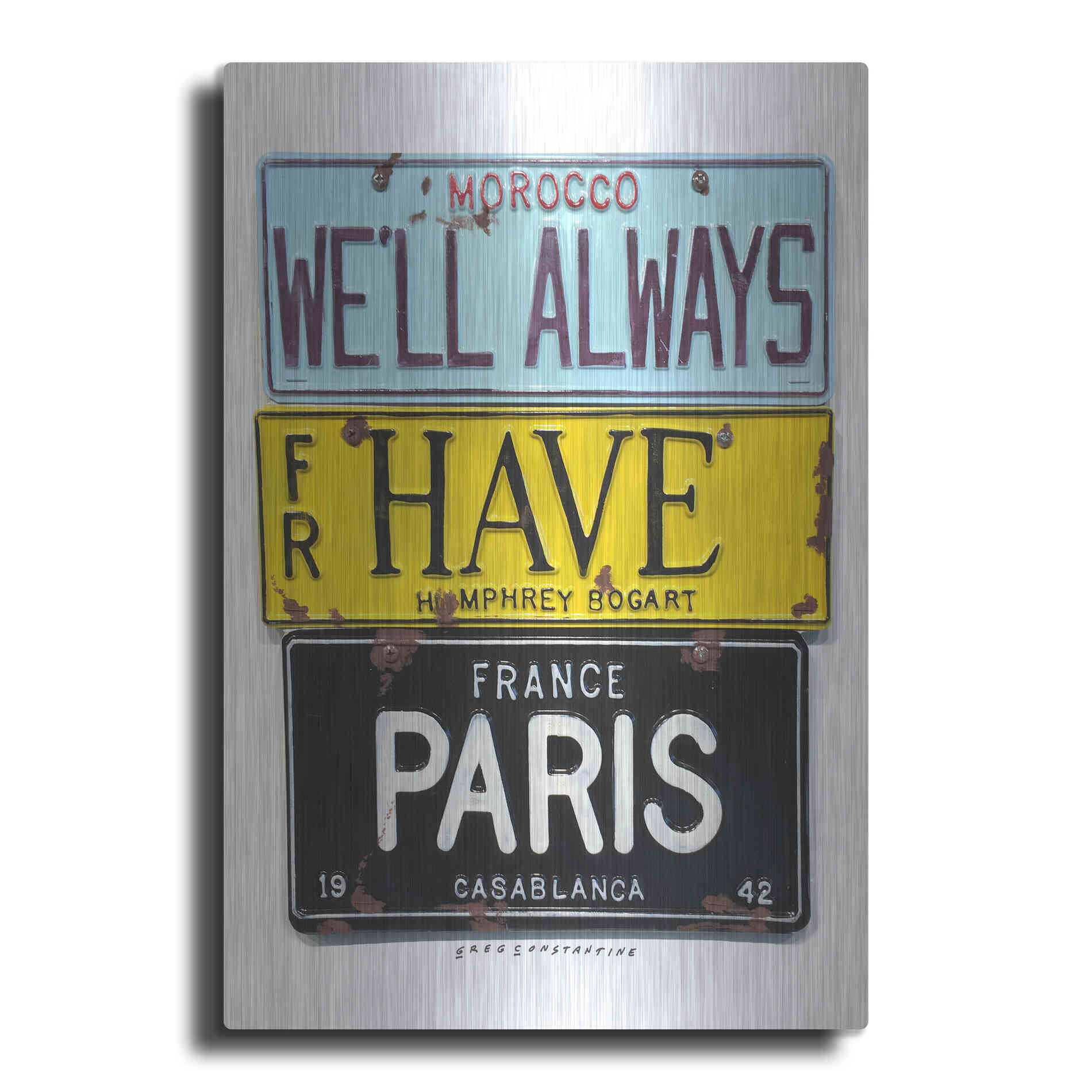 Luxe Metal Art 'Bogart Always Have Paris' by Gregory Constantine, Metal Wall Art