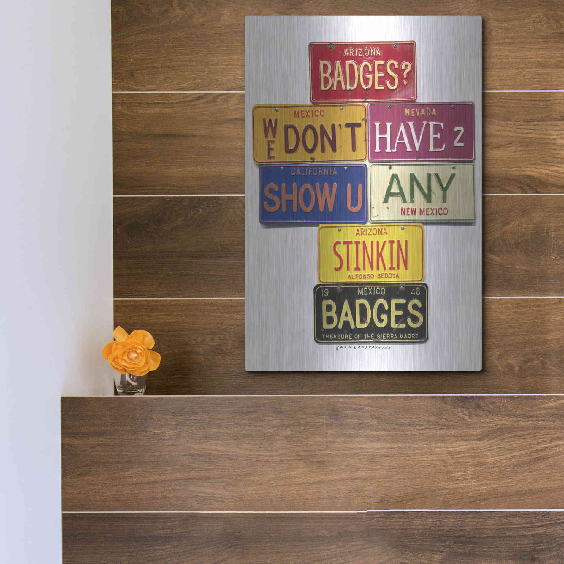 Luxe Metal Art 'Bedoya Badges' by Gregory Constantine, Metal Wall Art,12x16