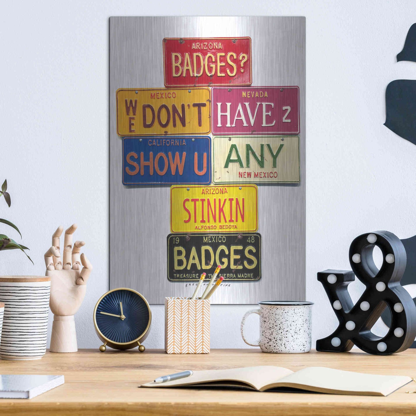 Luxe Metal Art 'Bedoya Badges' by Gregory Constantine, Metal Wall Art,12x16