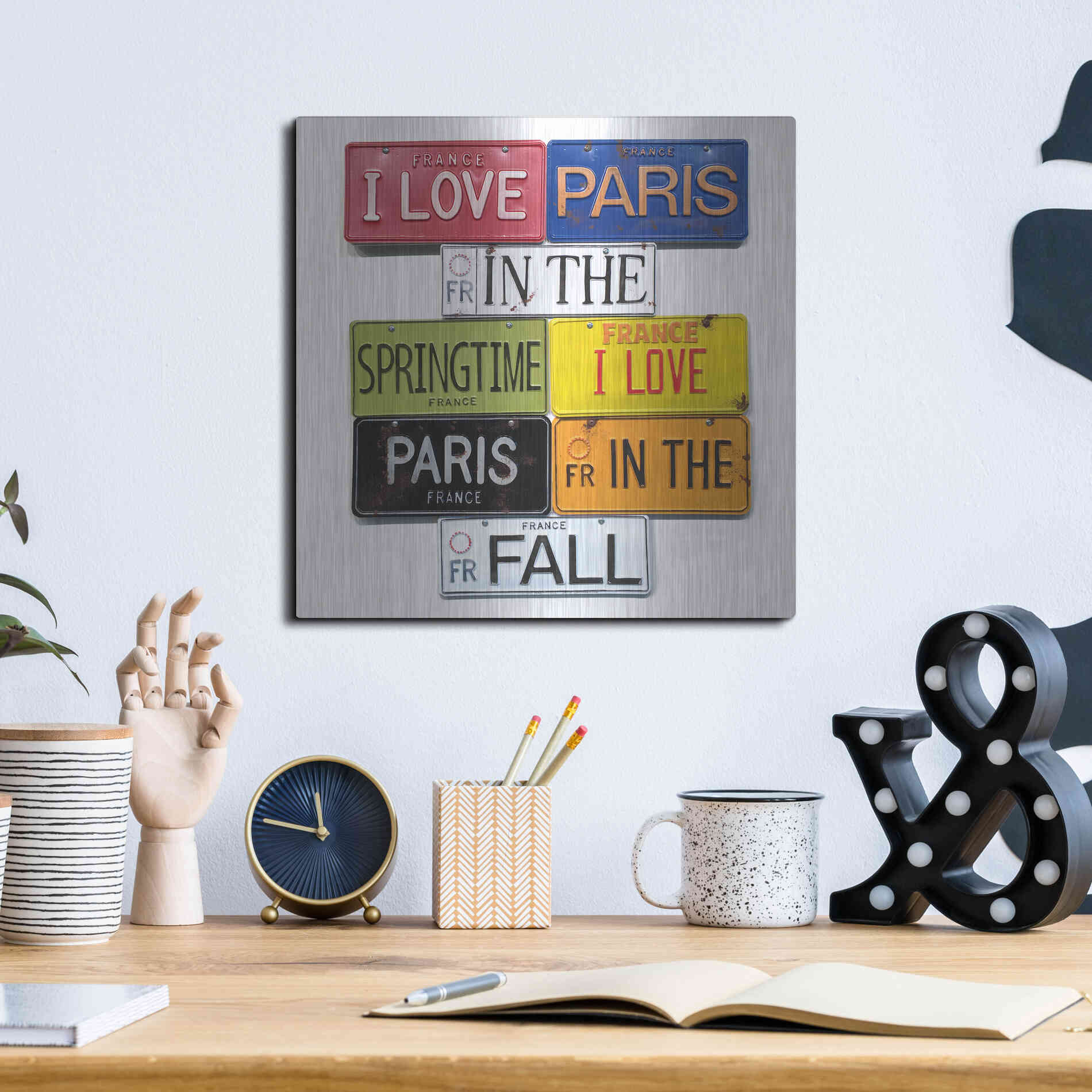 Luxe Metal Art 'I Love Paris' by Gregory Constantine, Metal Wall Art,12x12