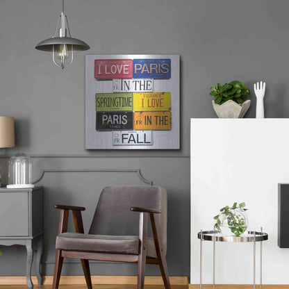 Luxe Metal Art 'I Love Paris' by Gregory Constantine, Metal Wall Art,24x24